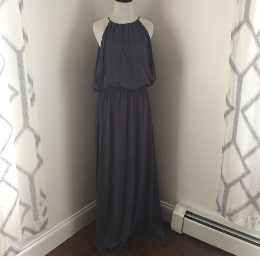 H&M • Gray Open Back Halter Maxi Dress, sz 4 - Picture 1 of 10